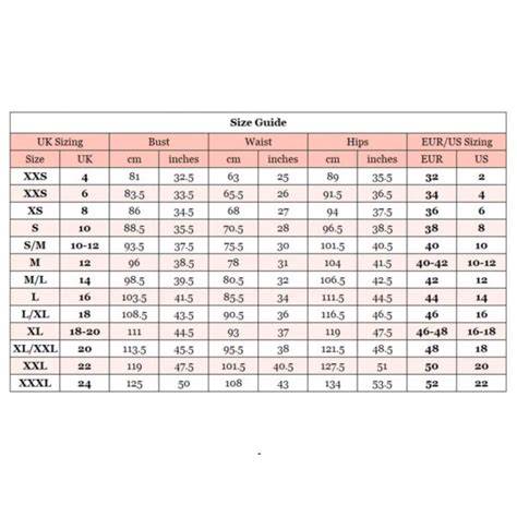 Us To Uk Ladies Size Chart