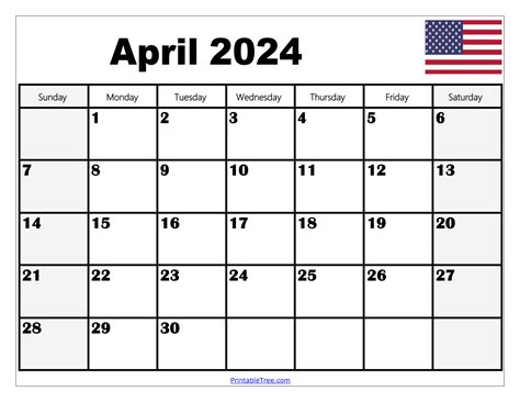 Usa April 2024 Calendar With Holidays