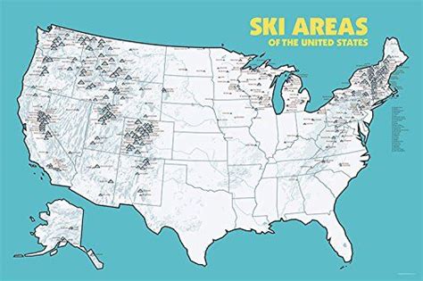 US Ski Resorts Map 24x36 Poster Best Maps Ever
