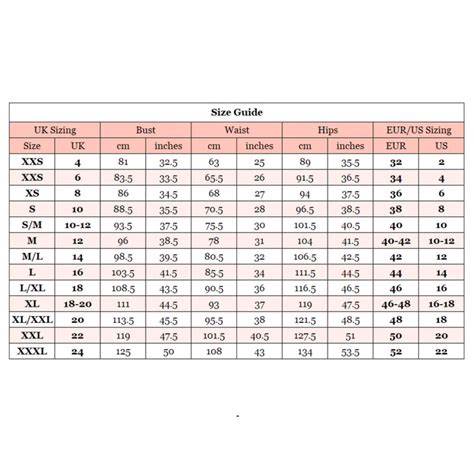 Usa To Uk Size Chart