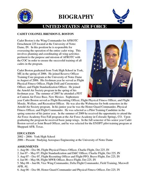 Usaf Biography Template