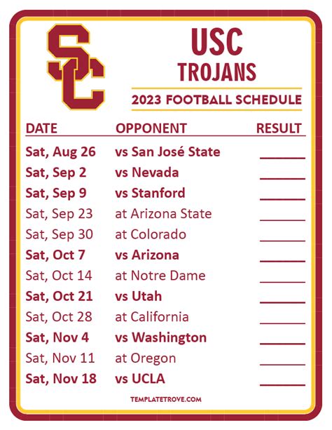 Usc Football Schedule 2022 Printable