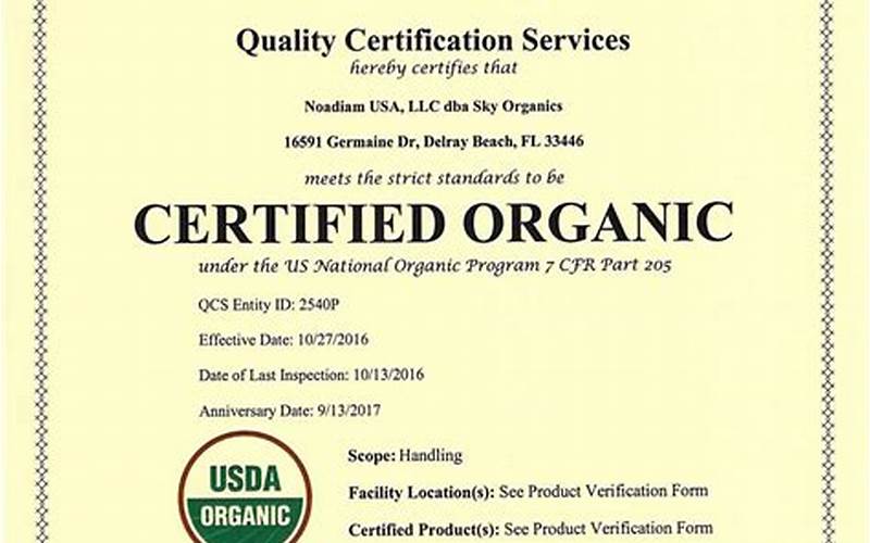 Usda Organic Certification