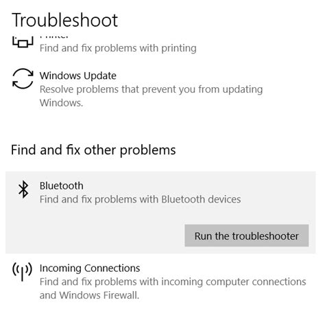 Use Bluetooth Troubleshooter on Windows 10