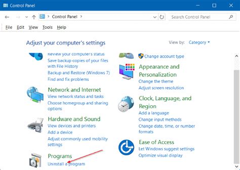 Use Control Panel to Remove Windows 10 Apps