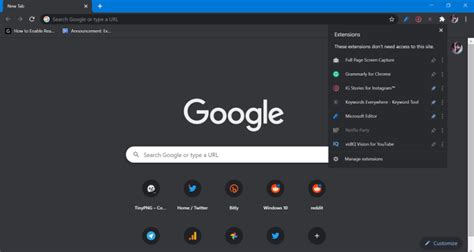 Use Extension toolbar menu in Chrome