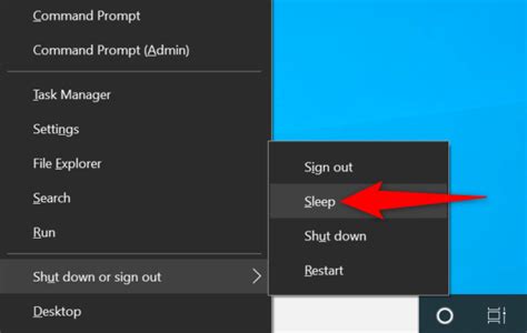 Use Power User Menu to Enter Sleep Mode