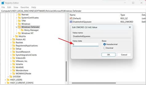 Use Registry Editor to Disable Windows Defender in Windows 11
