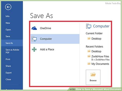 Use Save as to Save Word Documents in your PC