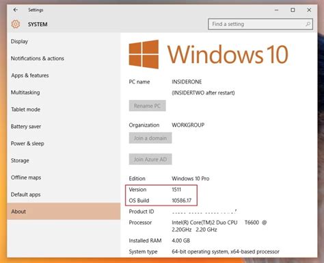 Use Settings to Find the Current Windows Version