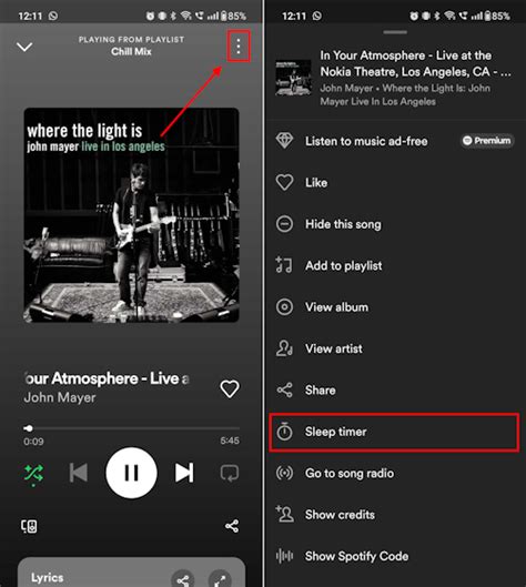Use Sleep Timer in Spotify Android &amp; iOS App