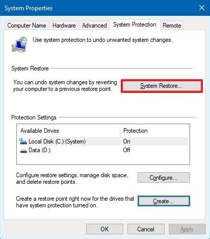 Use System Restore on Windows 10