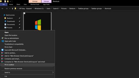 Use Taskbar Shortcuts to Organize Taskbar on Windows 10