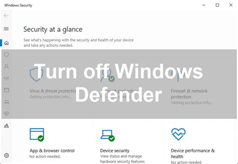 Use The Settings App To Turn Off Windows Defender