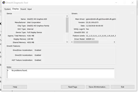 Use the DirectX Diagnostic Tool