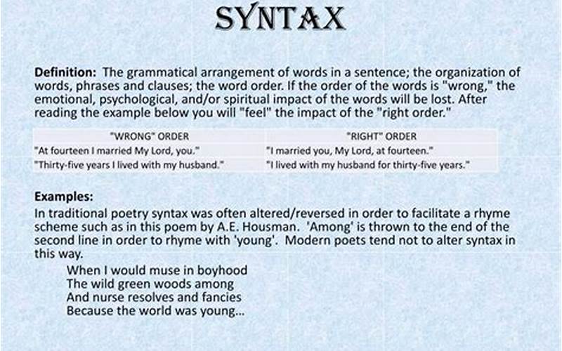 Using Syntax In Poetry