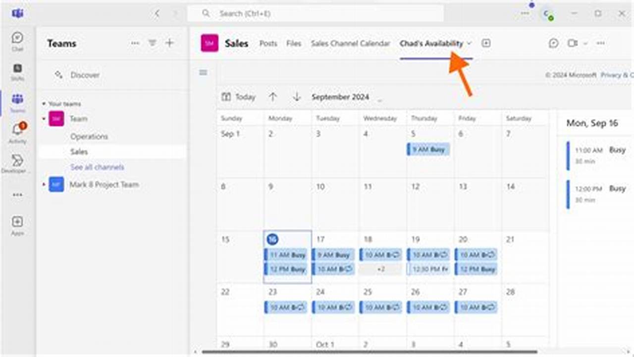 Using Teams Calendar