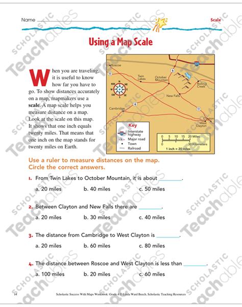 Using A Map Scale Worksheet Answer Key
