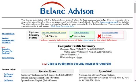 Using Belarc Advisor