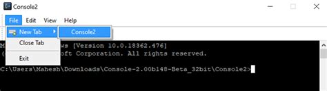 Using Console For a Tabbed Terminal In Windows