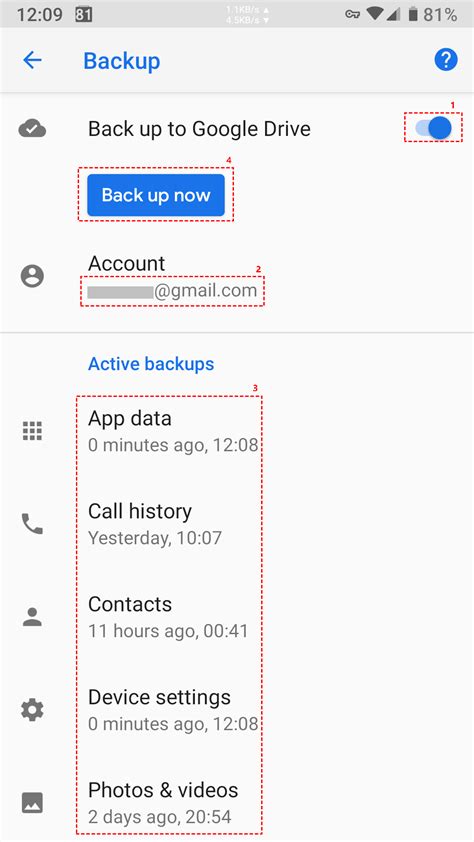 Using Google Account Backup