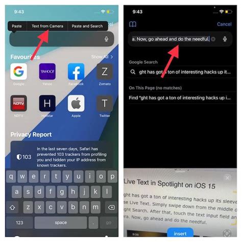 Using Live Text with Safari and Screenshots