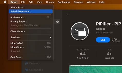 Using PiP in Safari