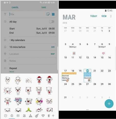 Image of Using Samsung Galaxy Calendar