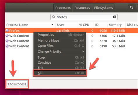 Using The System Monitor To Force Close a Running Ubuntu Process