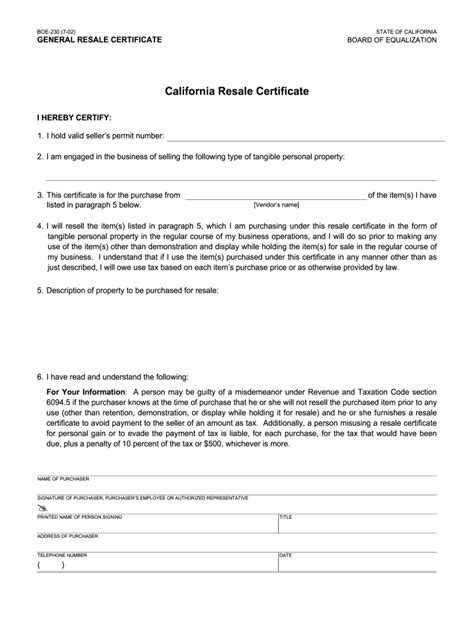 Using Your Resale Certificate