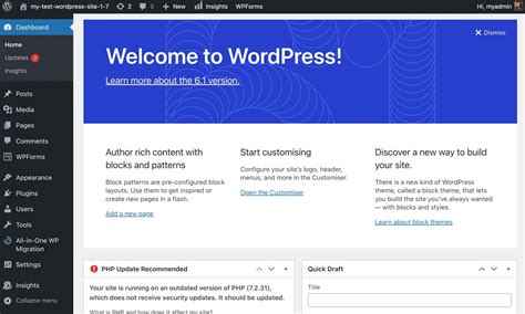 Using Your WordPress Test Site