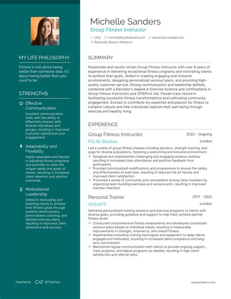Using a Group Fitness Instructor Resume Example and Template