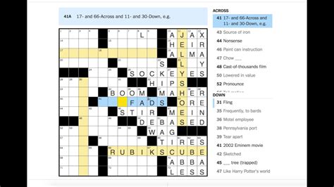 Close-up of a crossword grid highlighting the pattern '_A_E_'.