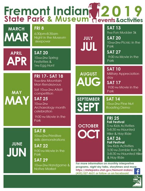 Utah Activities Calendar