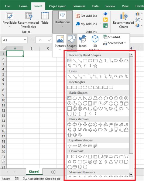 Utilize Shapes in Excel