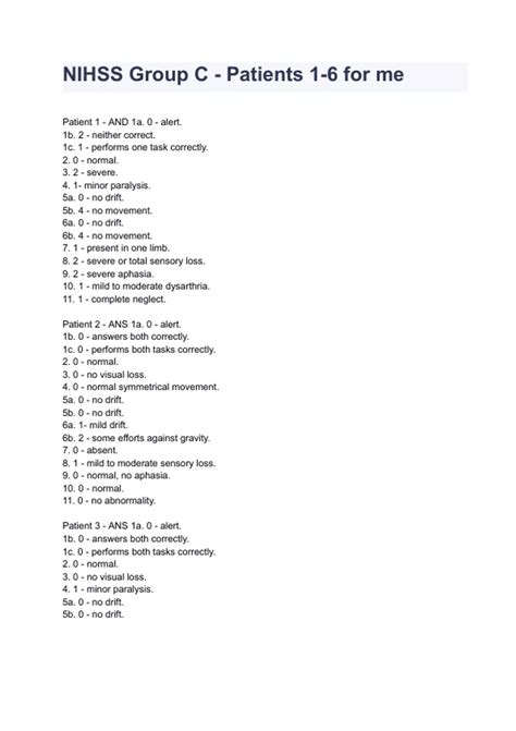 Utilizing NIHSS Group C Answers in Treatment