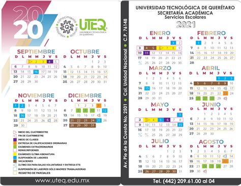 Calendario escolar Universidad Politécnica del Valle de México