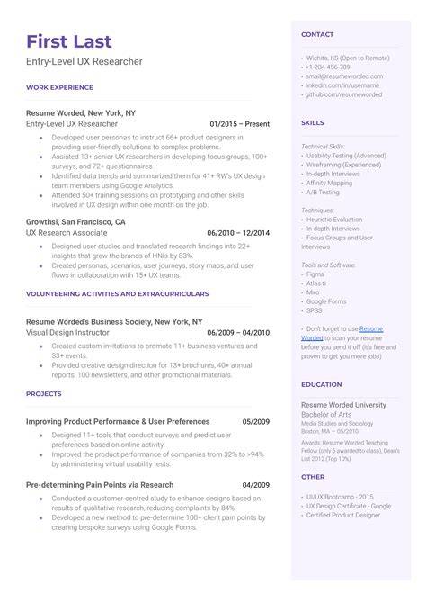 Ux Research Resume Template