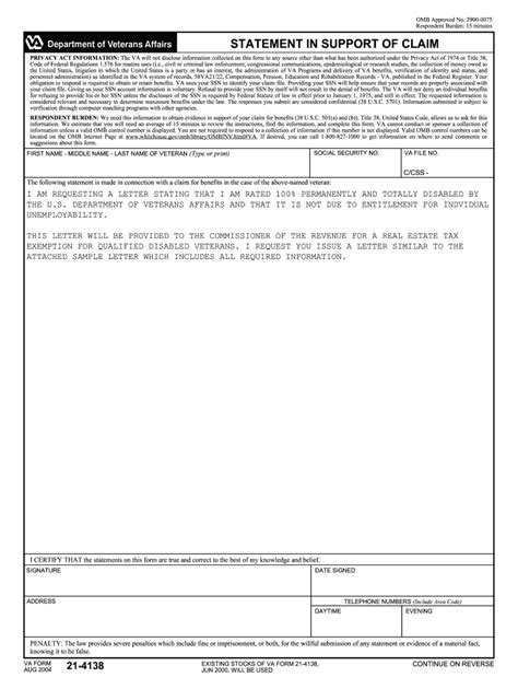 New form 5-127 va letter 626