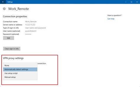 VPN settings
