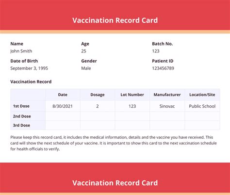 Vaccination Card Template