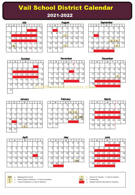 Vail District Calendar
