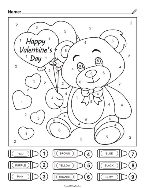 Valentine's Day Color By Number Printable