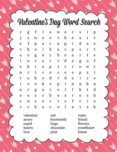 Valentines Day Word Search Printable