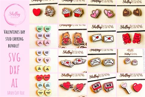 Download Valentines Day Set Earring Template Svg DXF Files
