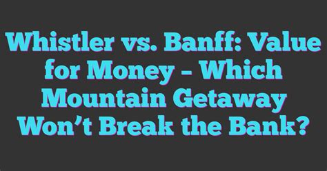 Value for Money Banff