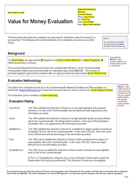 Value for Money Evaluation