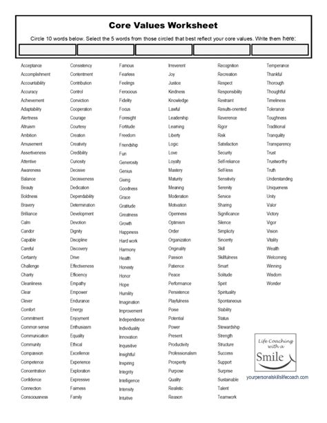 Values And Morals Worksheet