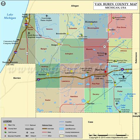 Van Buren County Michigan 2018 Wall Map Mapping Solutions
