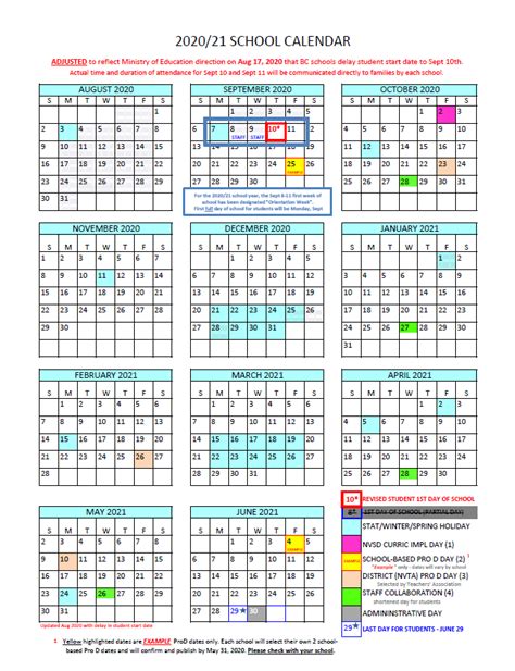 School Calendar Vancouver 2020 Working Calendar